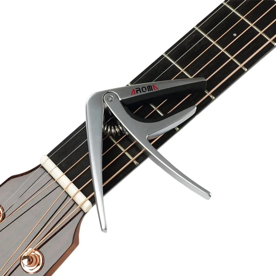 Aroma AC-01 toplam Metal özel ağır gitar Capo kelepçe akustik gitar elektrik gitar Ukulele için anahtar klip krom/siyah