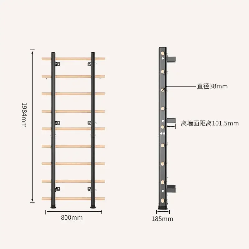 Solid Wood Pull Up Bar Wooden Stall Bar Swedish Ladder Suspension Ladder Wood Stall Bar