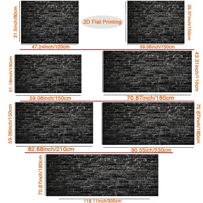 Realistic Black Brick Wall Wallpaper Backdrop Seamless Room Decoration Mural for Home Party Background