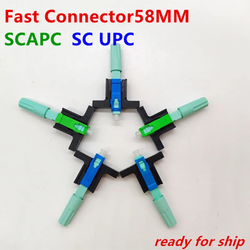 

50/100 PCS/Lot Fast connector SCAPC /SCUPC Single-Mode Fiber Optic Quick Connector 58mm SM FTTH Optic Fast cold Connector