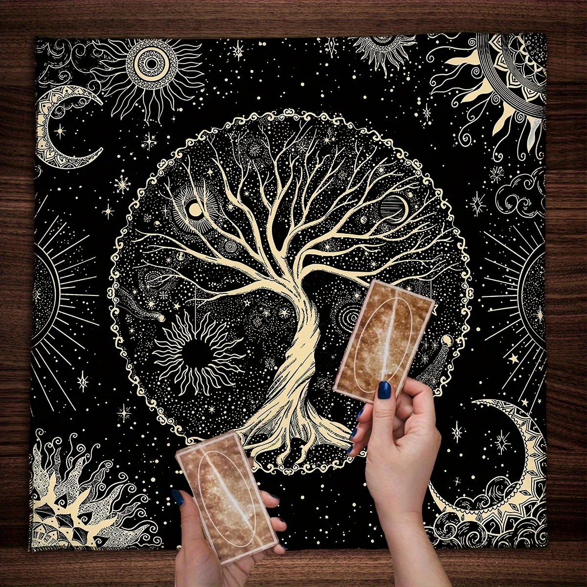 VIKAMA Tarot carte nappe arbre de vie Tarot Divination tissu autel tissu chambre décoration Divination tapis décoration de la maison