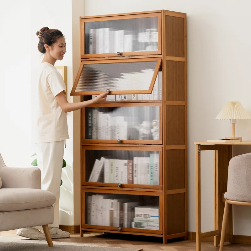 Floor-to-ceiling bookcase Household modern simplicity with door dustproof simple floor-to-ceiling multi-layer wall storage rack