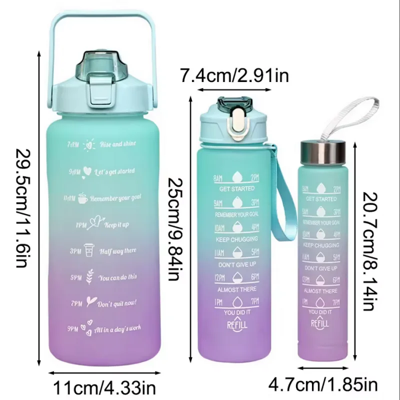 300ml/750ml/2L Water Bottle Motivational Sport Water Bottle Leakproof Bottles Drinking Outdoor Travel Gym Fitness Jugs image 3