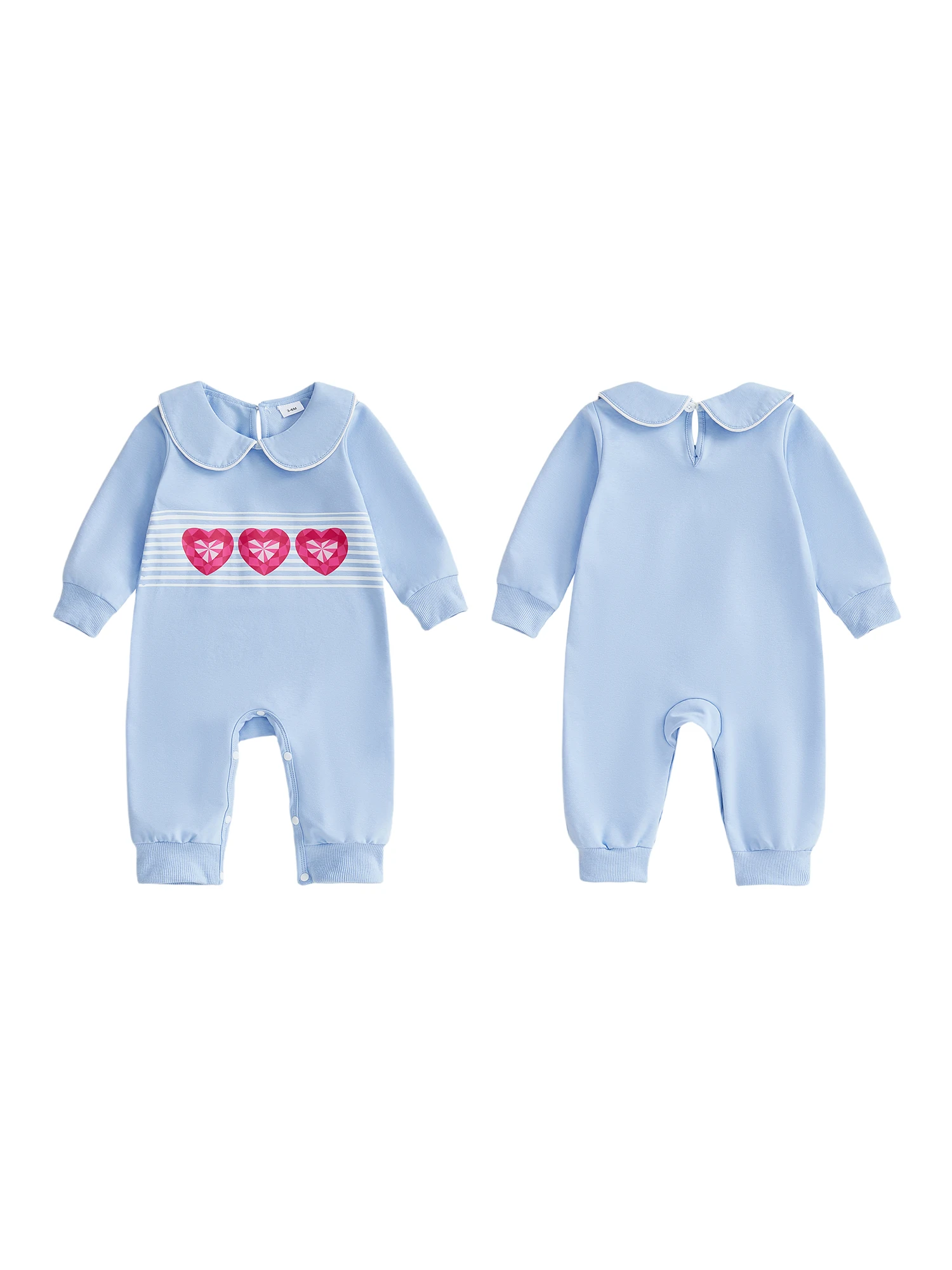 

Комбинезон на День святого Валентина для маленьких девочек, рукавами с рюшами и принтом в виде сердца, очаровательный комбинезон полной длины для маленькой девочки