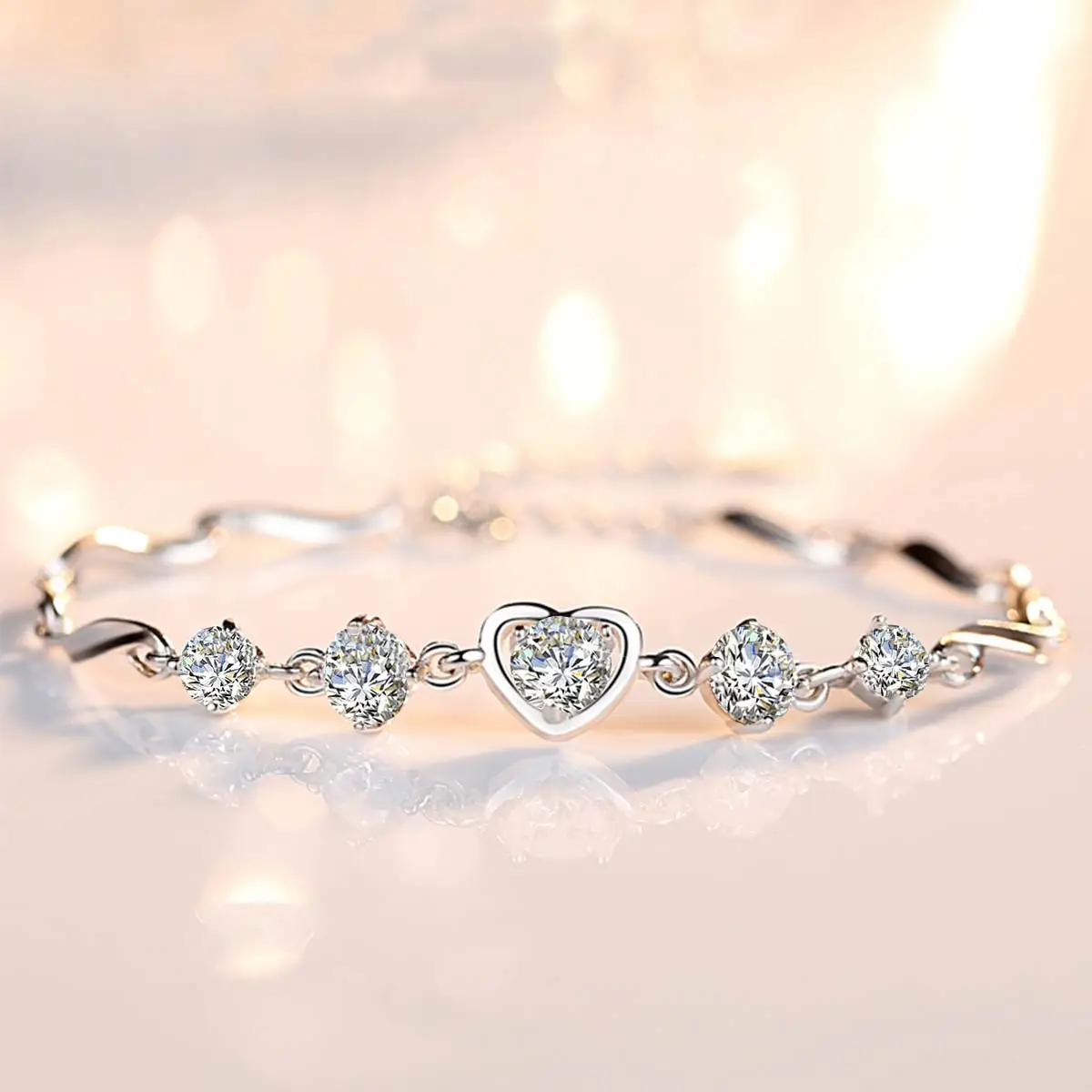 Shining 5 Stone 2.5ct Moissanite Bracelets for Women 925 Silver Trendy Elegant Anniversary Accessories Gifts Fine Jewelry New in