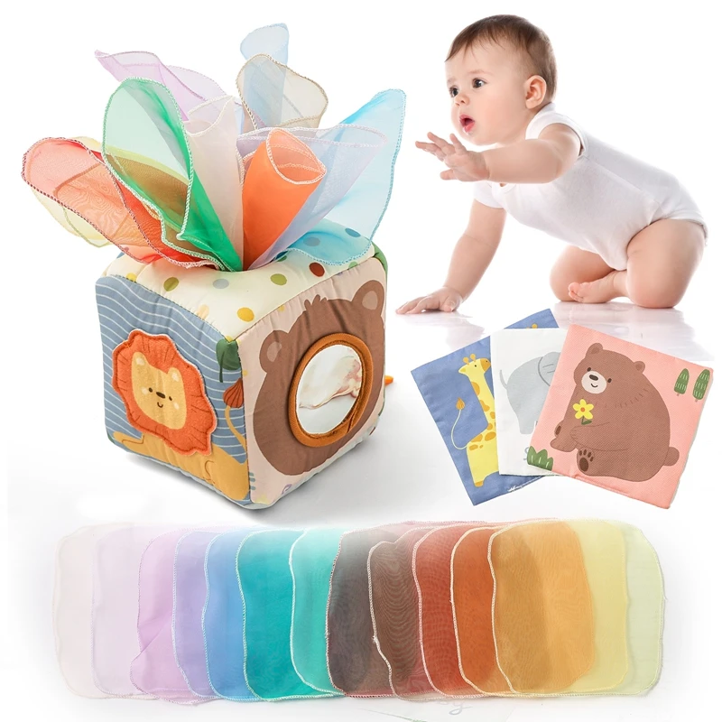 

Baby Montessori Toy Cotton Magic Tissue Box Finger Exercising Busy Board Game Educational Toy Soft Rattle Game Cloth Book Gift