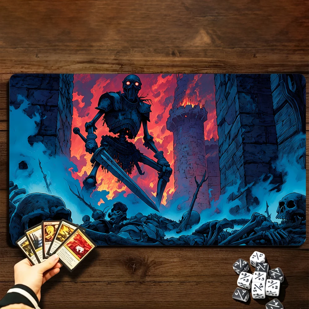 Dark Giant Skeleton Soldier TCG Playmat Magic Playmat Gathering Gaming Mat with Stitched Edge Anti-slip base Trading Card Game
