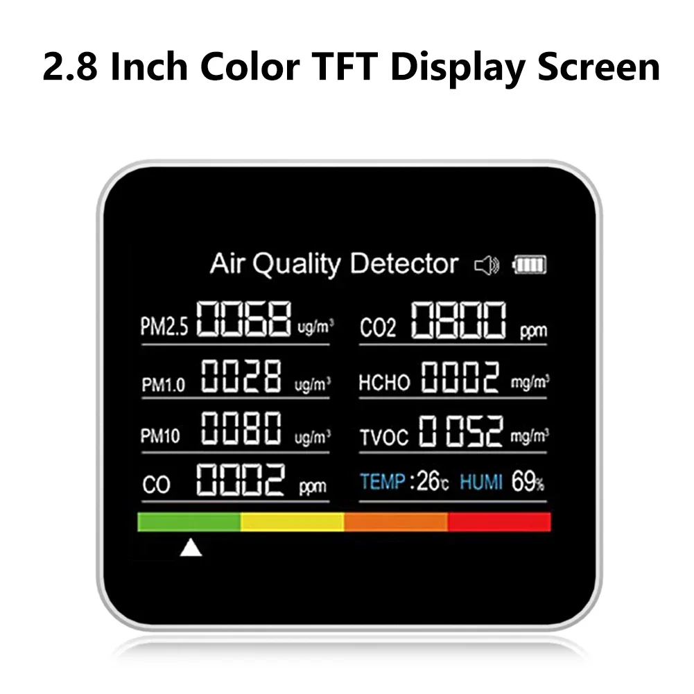 3/5/9 in 1 Air Quality Monitor Indoor CO2 Detector Formaldehyde HCHO TVOC Tester LCD Temperature Humidity Tester CO2 Alarm Meter