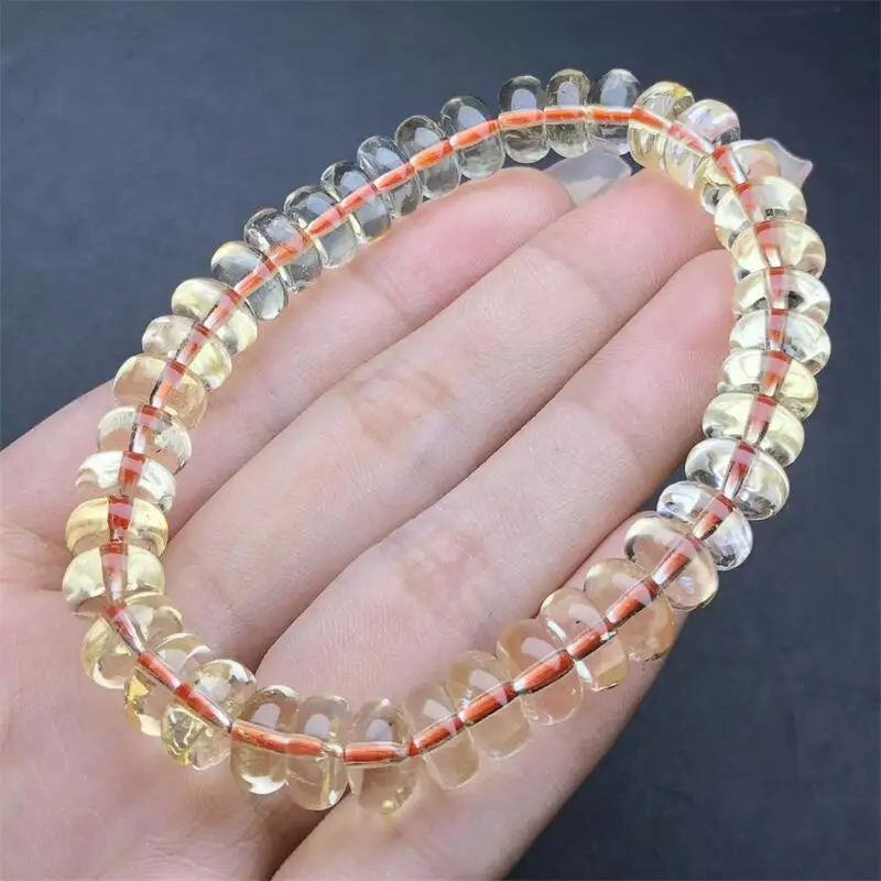 

8.5MM Natural Citrine Wheel Bead Bracelet Fashion Energy Stone Reiki Healing Crystal Strand Fengshui Gift 1PCS