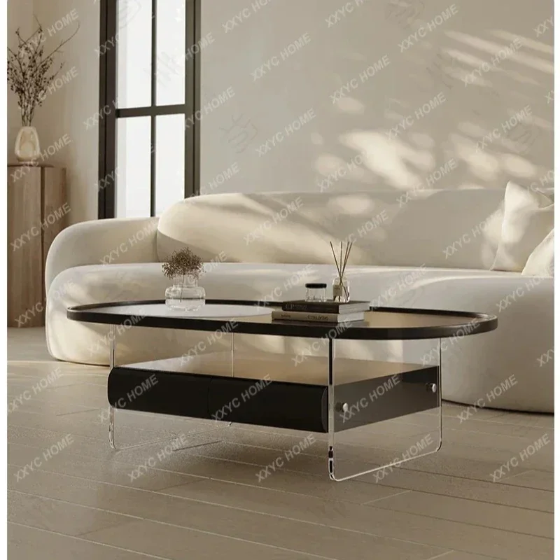 A Jane acrylic suspended coffee table living room home combination small household simple rock slab advanced