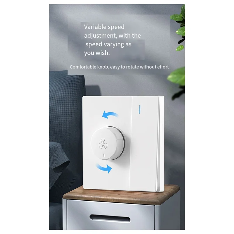 ABPQ-Panel Ceiling Fan Speed Regulator 86 Type Electric Fan Stepless Speed Control With 1Gang 300W Switch BLACK