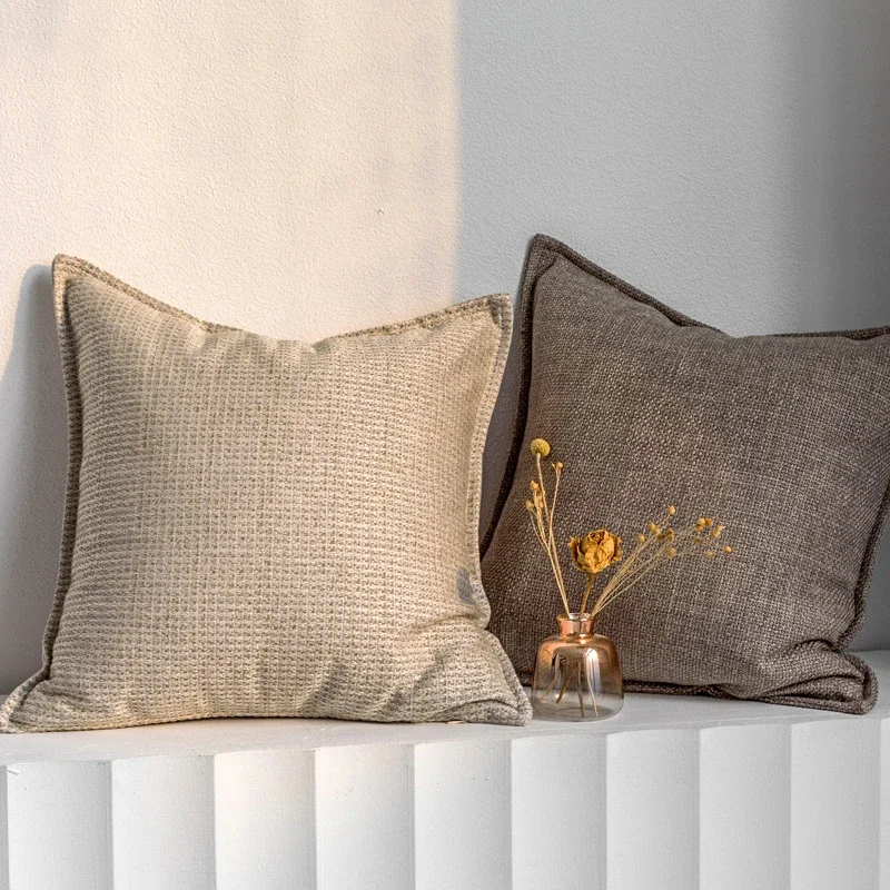 Coffee Color Modern Simple Cushion Cover High End Sofa Pillow With Three-dimensional Pillowcase 45X45 30X50CM