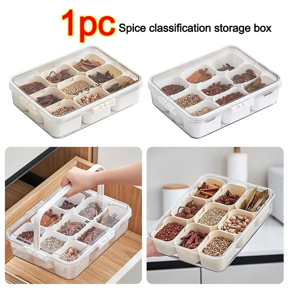 

Durable 9 Grids Divided Serving Tray Dustproof Fresh-keeping Storage Box Food Container Kitchen Supplies