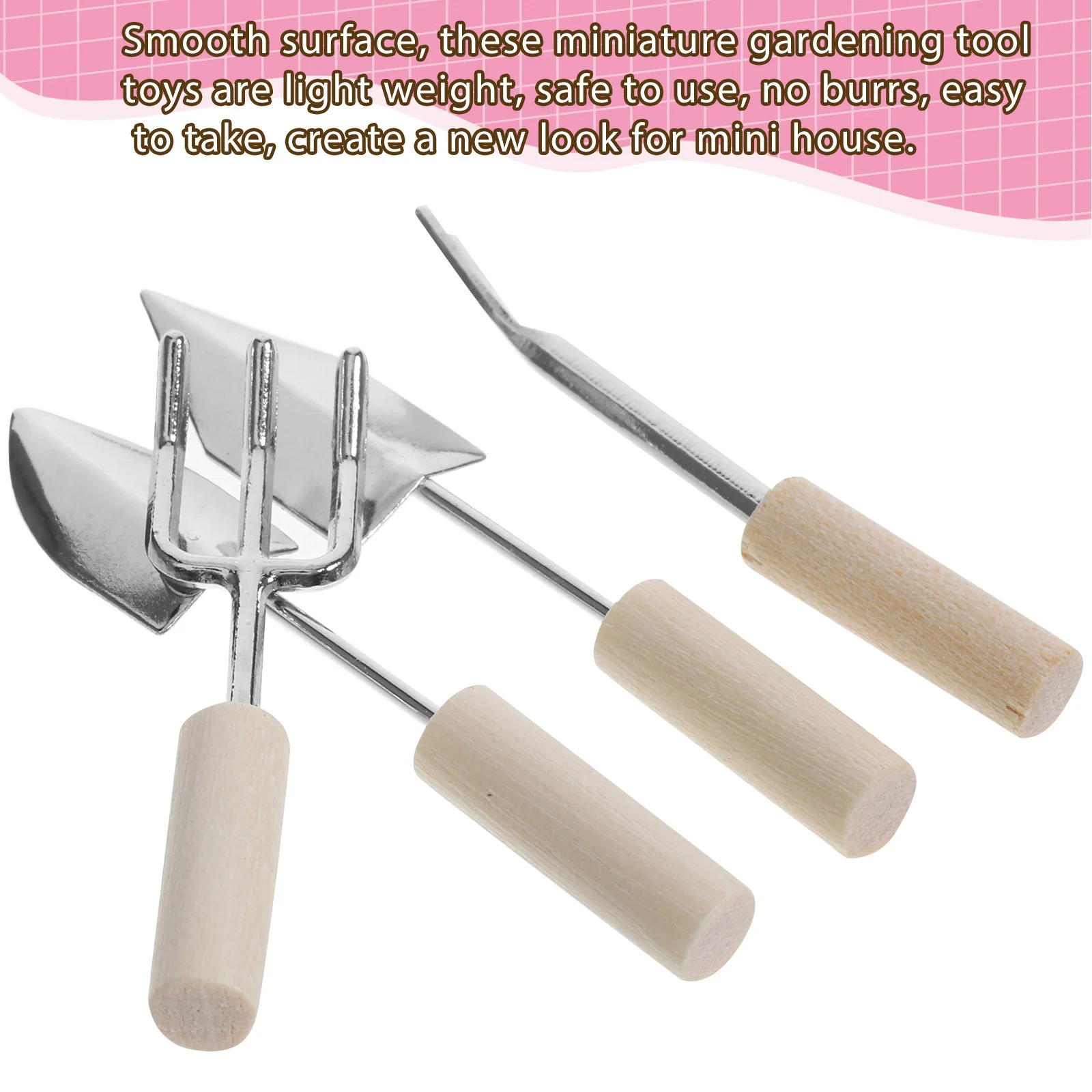 ชุดเครื่องมือทำสวนจิ๋ว 4 ชิ้น รุ่นจำลอง อุปกรณ์ตกแต่งบ้าน สำหรับผู้ที่ชื่นชอบการทำสวนและการตกแต่งบ้าน