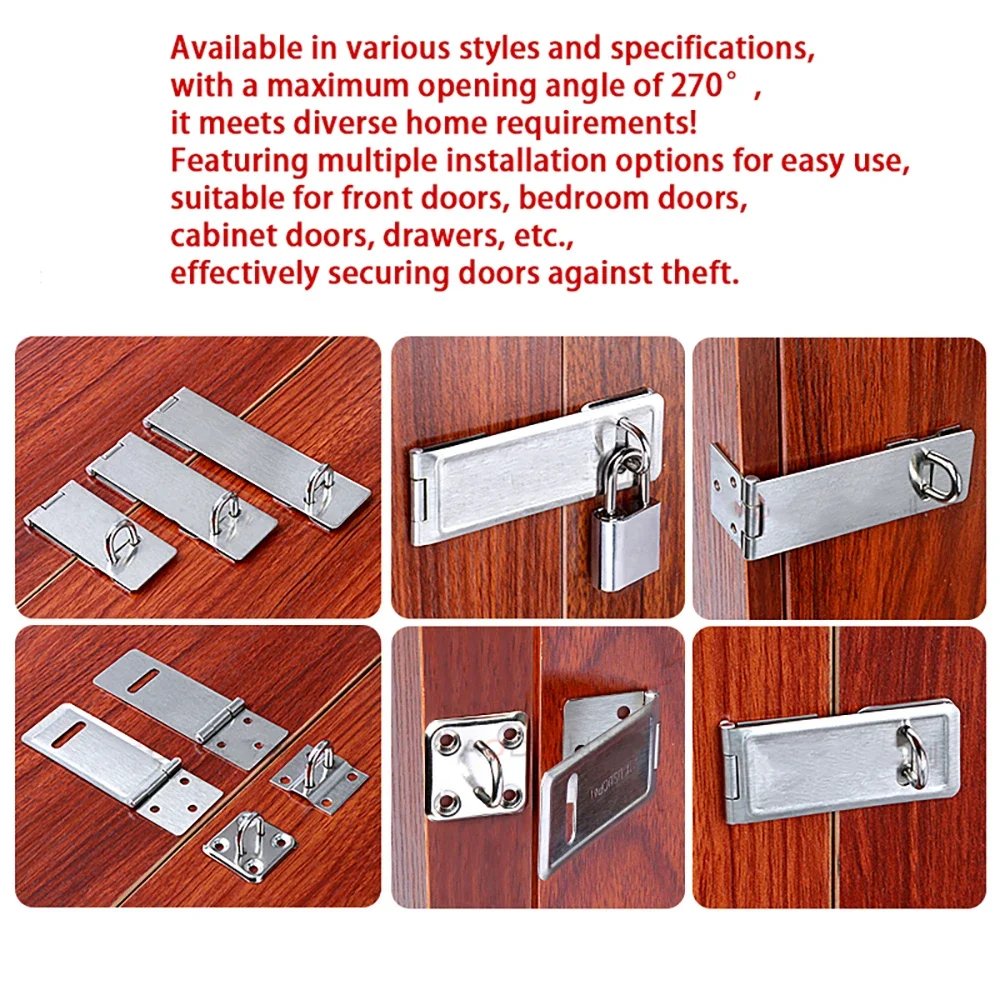 1Pcs Stainless Steel Door Lock Rust Proof Door Lock Buckle Anti-Theft Door Outdoor Pin Padlock Drawer Lock Buckle