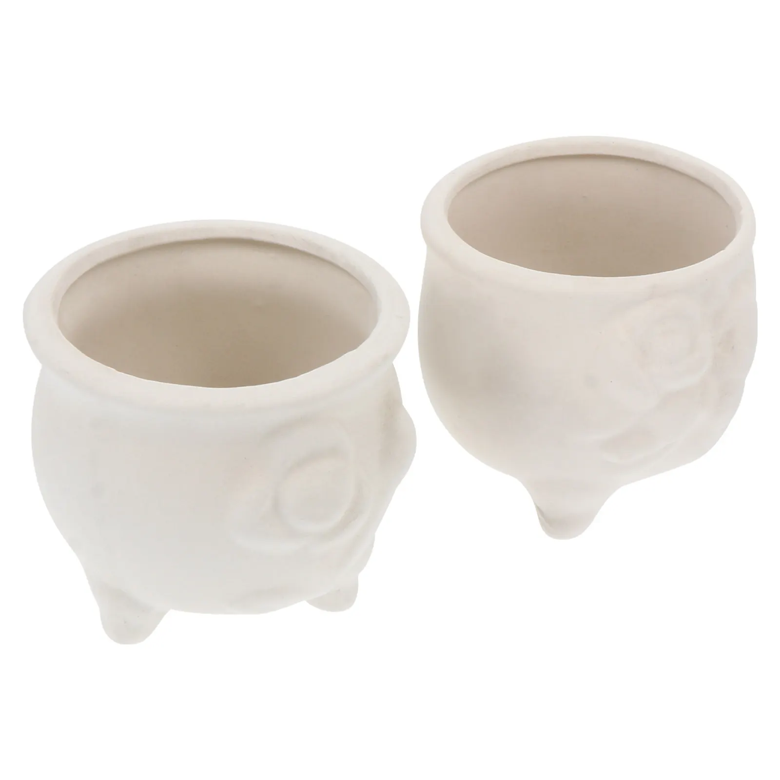 

2Pcs DIY Ceramic Flowerpots Unpainted White Pots for Art Class Painting Craft Projects Home Office Balcony Succulent