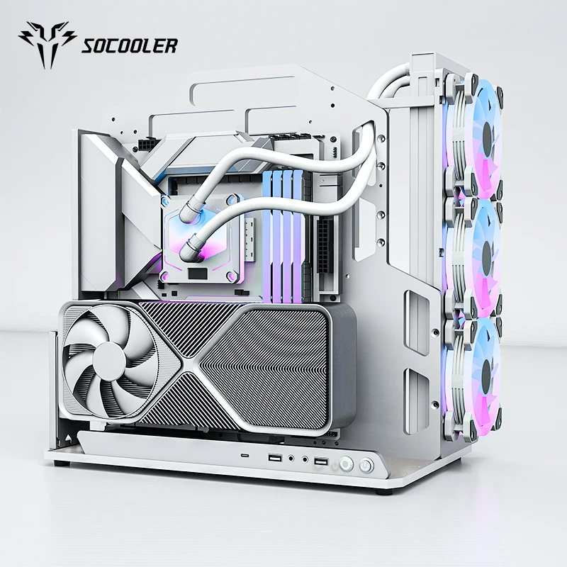 Socooler Personalizzato FAI DA TE RX7800 XT GPU ITX Custodia per computer da gioco e torre con supporto di raffreddamento ad acqua Tipo di rack per acquisto di panico