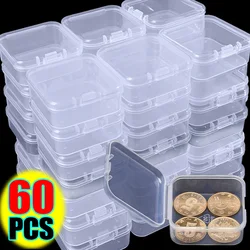 60/6PCS Mini Plastic Storage Box Transparent Jewelry Storage Box Container Portable Earring Ring Earplugs Packaging Storage Case