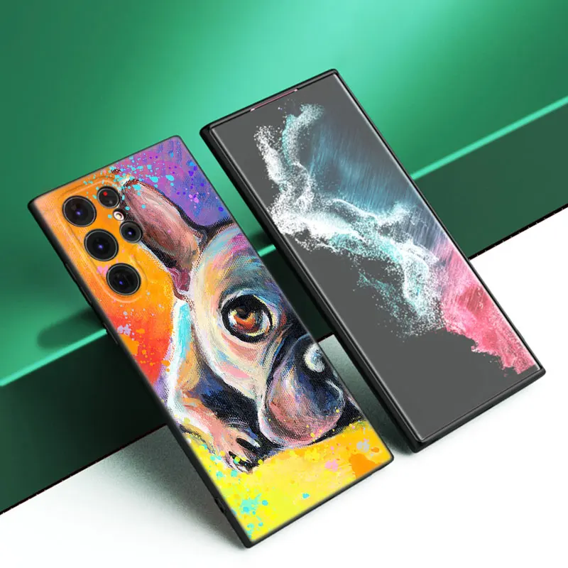 French Bulldog dog animal Black Silicone Phone Case For Samsung Galaxy S23 S21 S20 FE S24 S22 Ultra S10E S10 S9 S8 Plus image 6