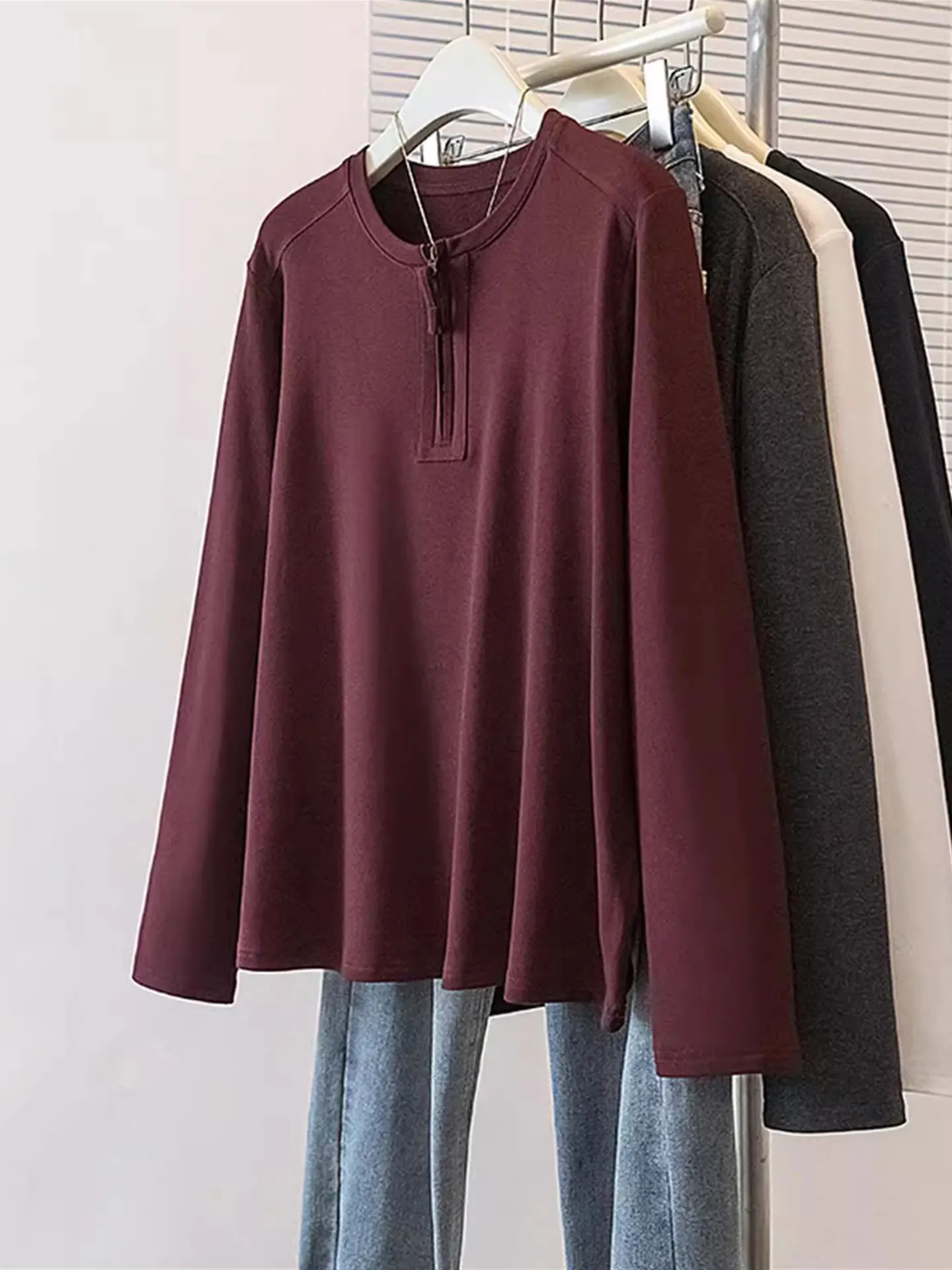 

Slimming Effect Long Sve Zipper T-irt plus Size Women's Loose Fit Versatile Autumn Winter Faionable Inner Wear Korean ...