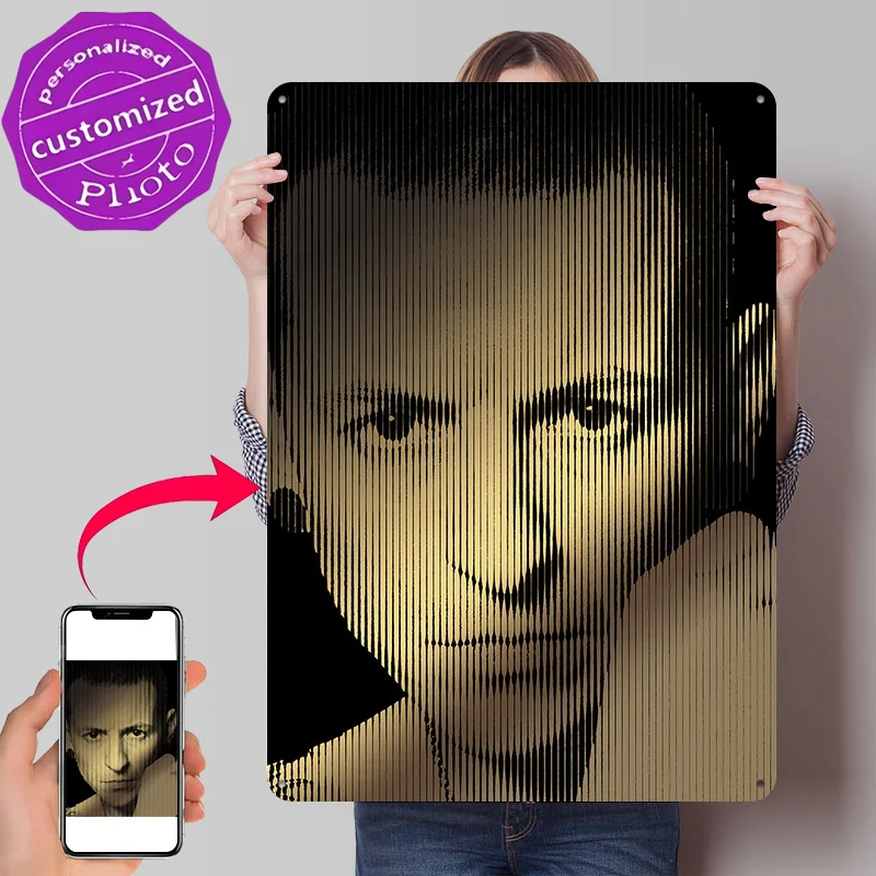 Персонализированный 3D-постер CHESTER BENNINGTON с текстурой, металлическая настенная табличка из жести для декора, роскошное украшение, предметы домашнего декора