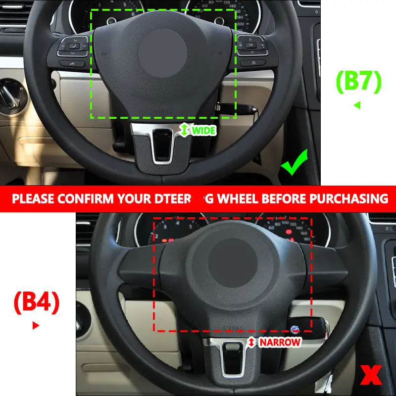 For VW Golf MK6 2009-2013 Passat B7 CC Eos Tiguan 2011-2016 Jetta Touran Sharan Caddy 2012-2014 Car Steering Wheel Cover Trim view 6