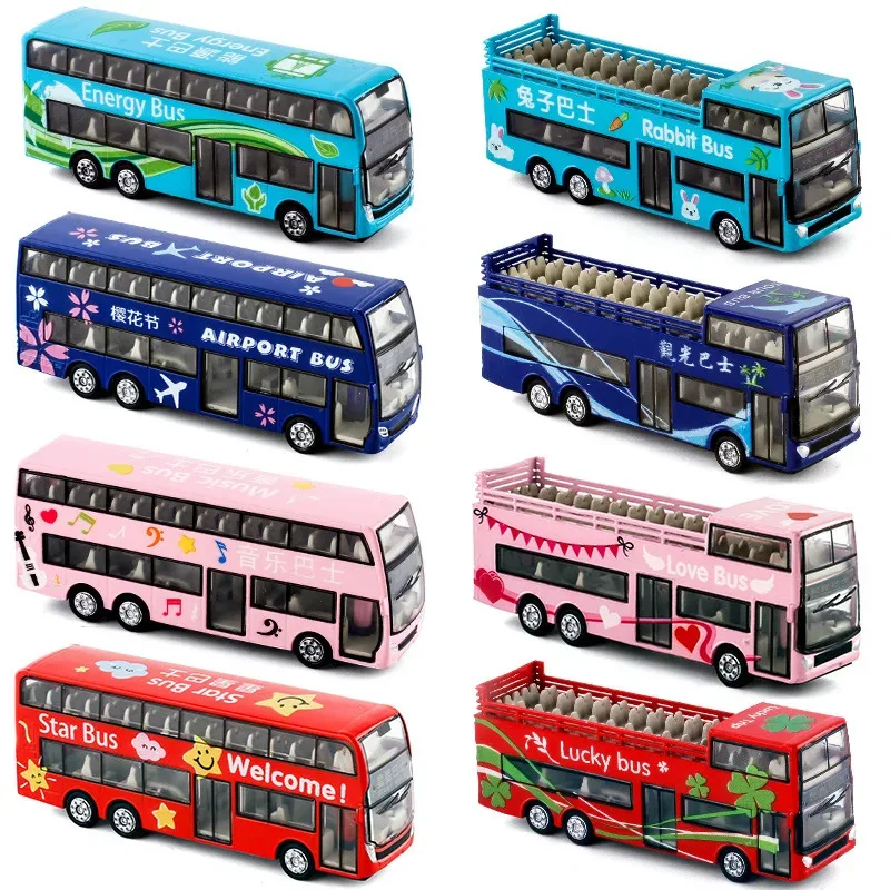 

TEMIKIDS Mini Bus Metal Simulation 1/64 Double-Decker Bus Bus Boilback Alloy Car Model Toy B326