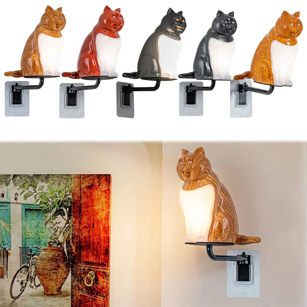 LED Cat Wall Spot Light 3 Level Brightness Cat Sleep Light Remote Control Cat Atmosphere Light for Home Room Decor