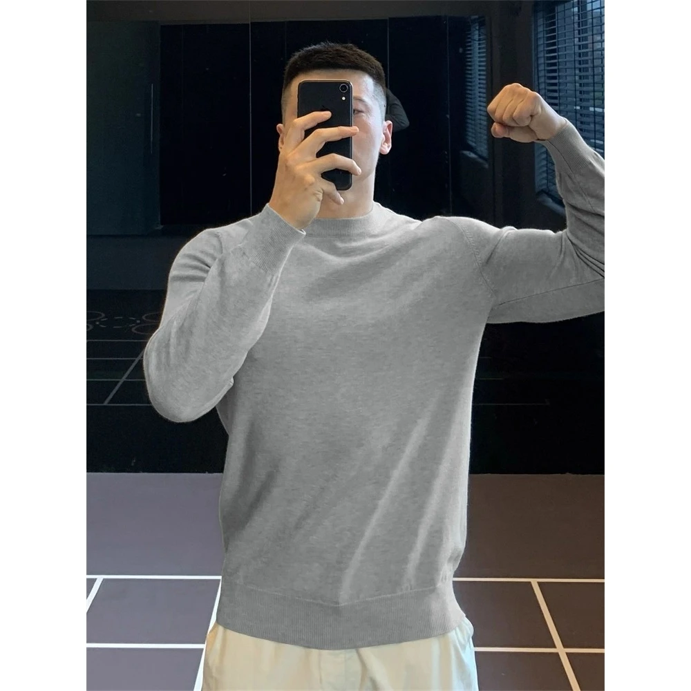 

Men's Autumn Winter Large Size 300 Pou Silk Wool Inner Knitted Sweater Fitn Clothes Long Sve Casual Sle Thiened