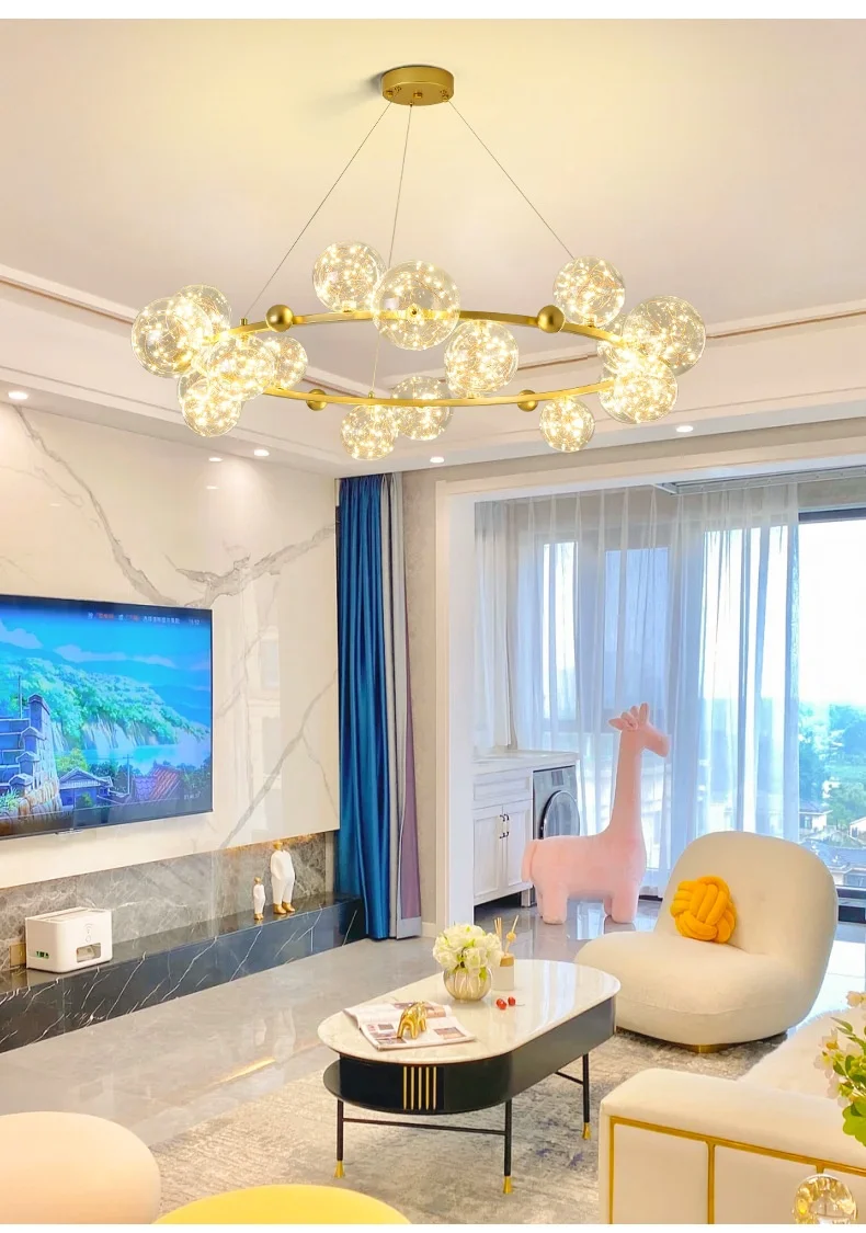 Dining Room LED Dimmable Pendant Lights Straight Metal