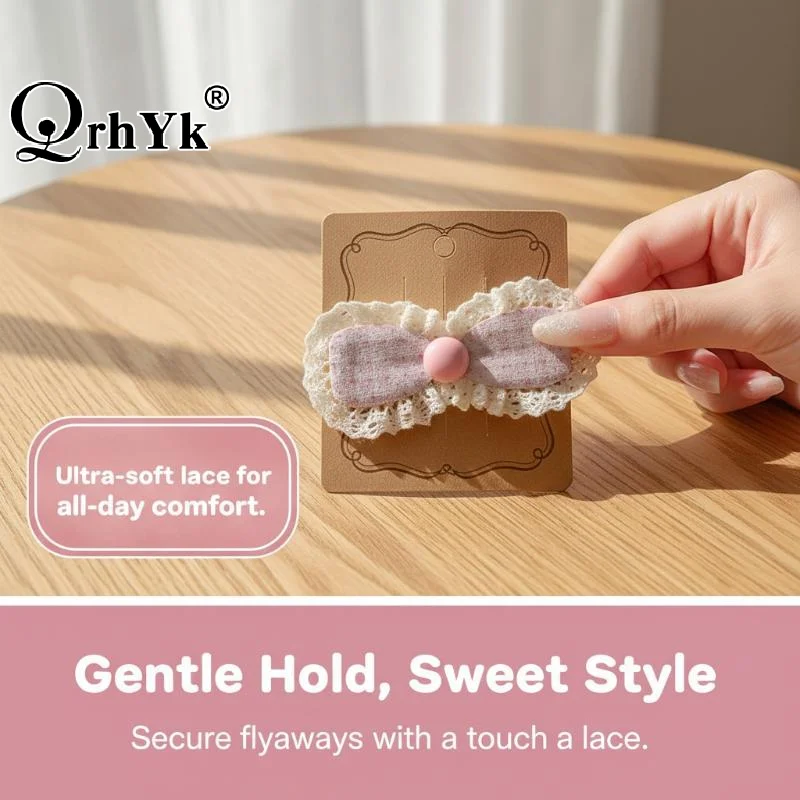 1Pcs Girls Lolita Floral Bow Baby Bangs Sticker Kid Hair Accessories Korean Lace  Hair Clippings Sorting Broken Hair Clips