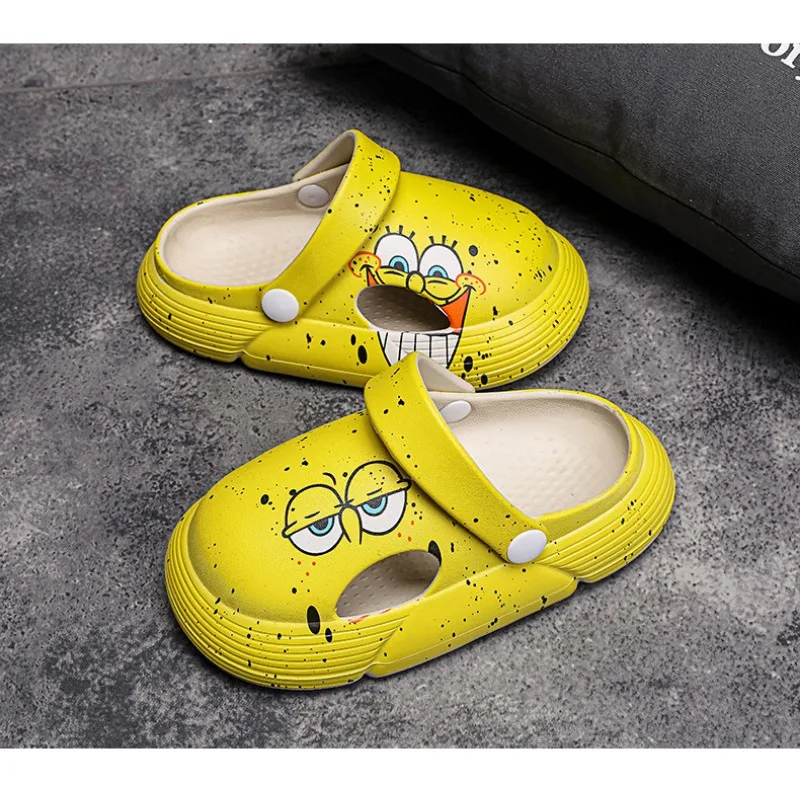 SpongeBob Children\'s Hole Shoes Summer Non-slip Beach Shoes Cartoon Anime Slippers Thick Bottom Soft Bottom Fashion Home Sandals