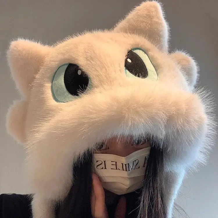 سميكة ودافئة الشتاء لطيف الكرتون أفخم قبعة مع الشتاء الدفء والحماية من البرد الصوف سميكة ركوب الأذن قبعة بلا أسنان Desi