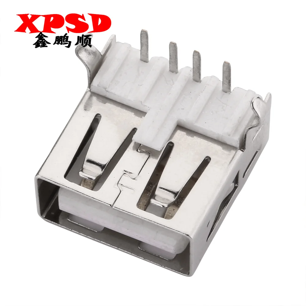10Pcs USB Type A Standard Port Female Solder Jacks Connector PCB Socket USB-A type 90 Degrees Rimless