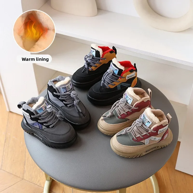 2026 Children Casual Shoes for Girls Boys Winter New Fashion Korean Style Soft Bottom Anti-slippery Versatile Plush Warm Shoes
