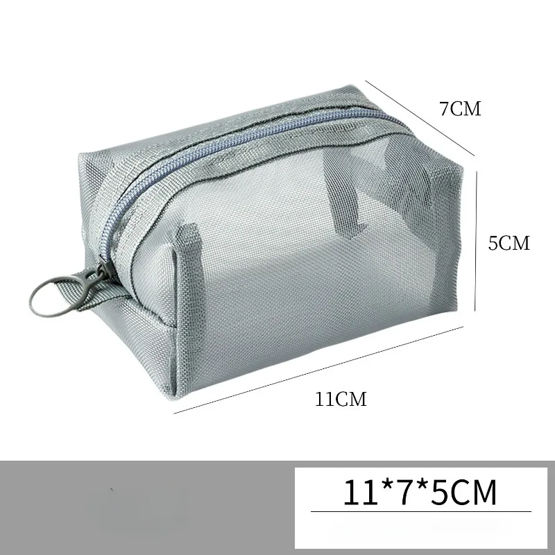 Mini Wash Bag Stationery Case Large Capacity Key Bags Transparent Cosmetic Bag Square Mesh Storage Pouch Mini Zipper Coin Purse