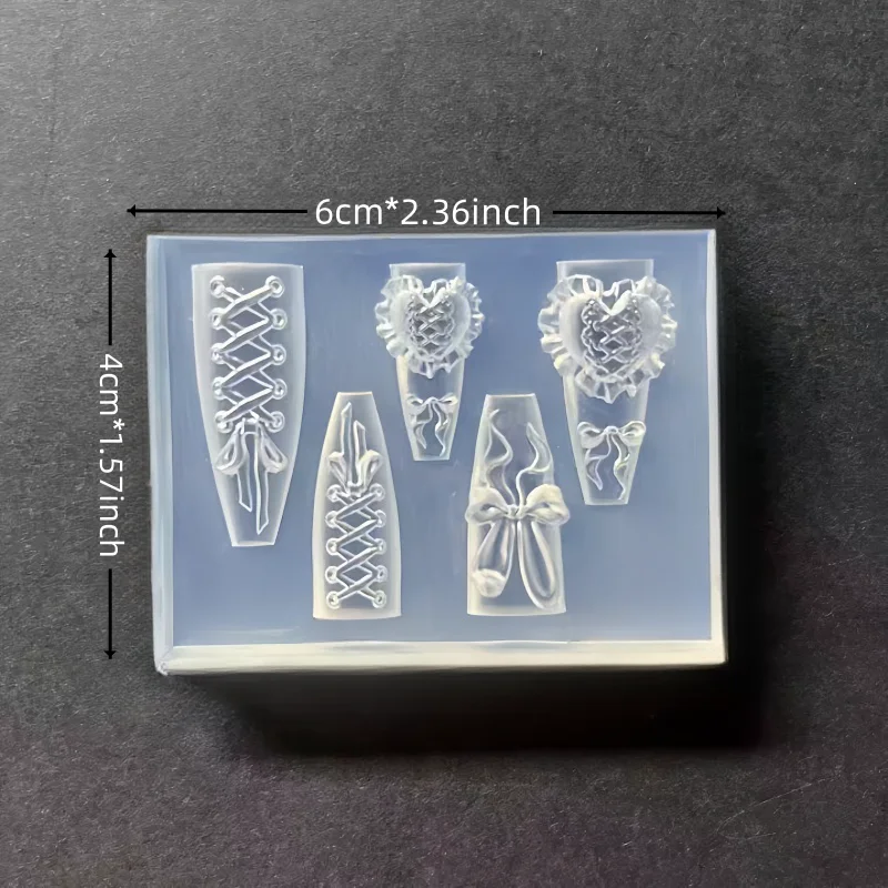 1 Stück 3D-Nagelform in Schleifenform aus Silikon, selbstklebende DIY-Nagelkunstform, Salonzubehör und Werkzeug, parfümfreier Nageldekorationszubehör – Detail 6