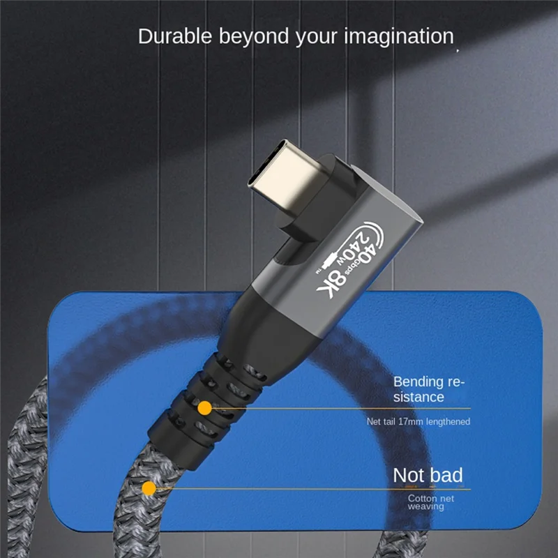 

USB 4 90 Degree Angle Cable 40Gbps USB4 Elbow Type C Data Transfer Cable USB C PD240W Fast Charging