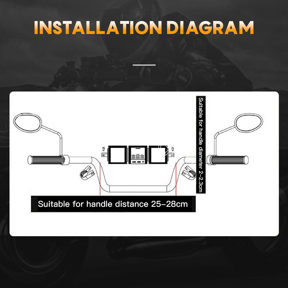 مكبرات صوت لاسلكية للدراجات النارية مع مكبر صوت مدمج ومدخل USB وراديو FM وAUX مشغل MP3 معدني 12 فولت للدراجات على الطرق الوعرة #5