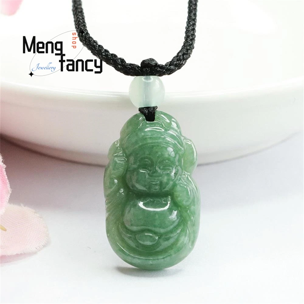 

Natural Myanmar A-goods Jadeite Full Green Small God of Fortune Pendant Exquisite Elegant High-grade Mascot Fashion Fine Jewelry