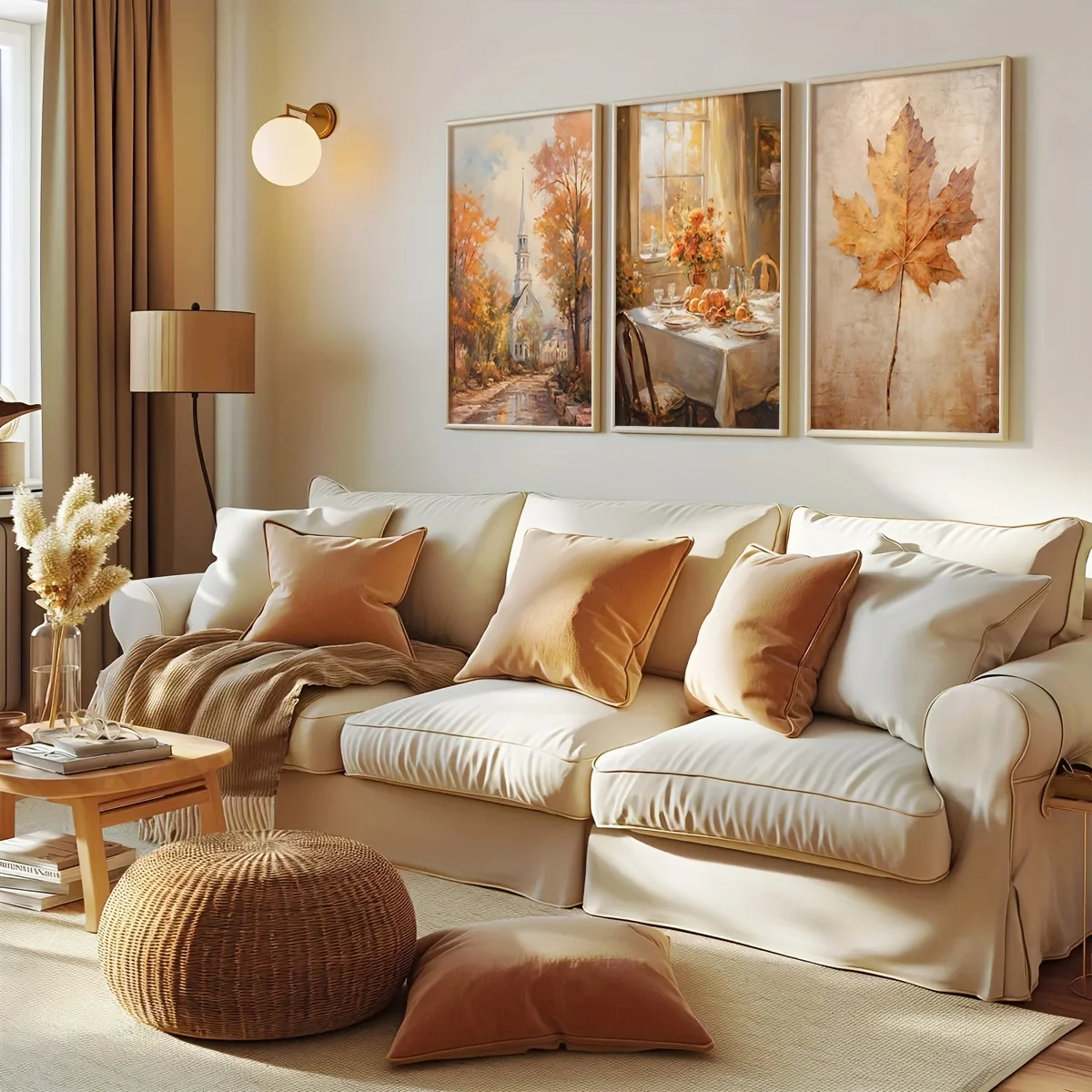 Набор из 3-х винтажных деревенских настенных художественных принтов с осенними листьями Still Life, принты масляной живописи с природным пейзажем, осенний декор Moody Canva