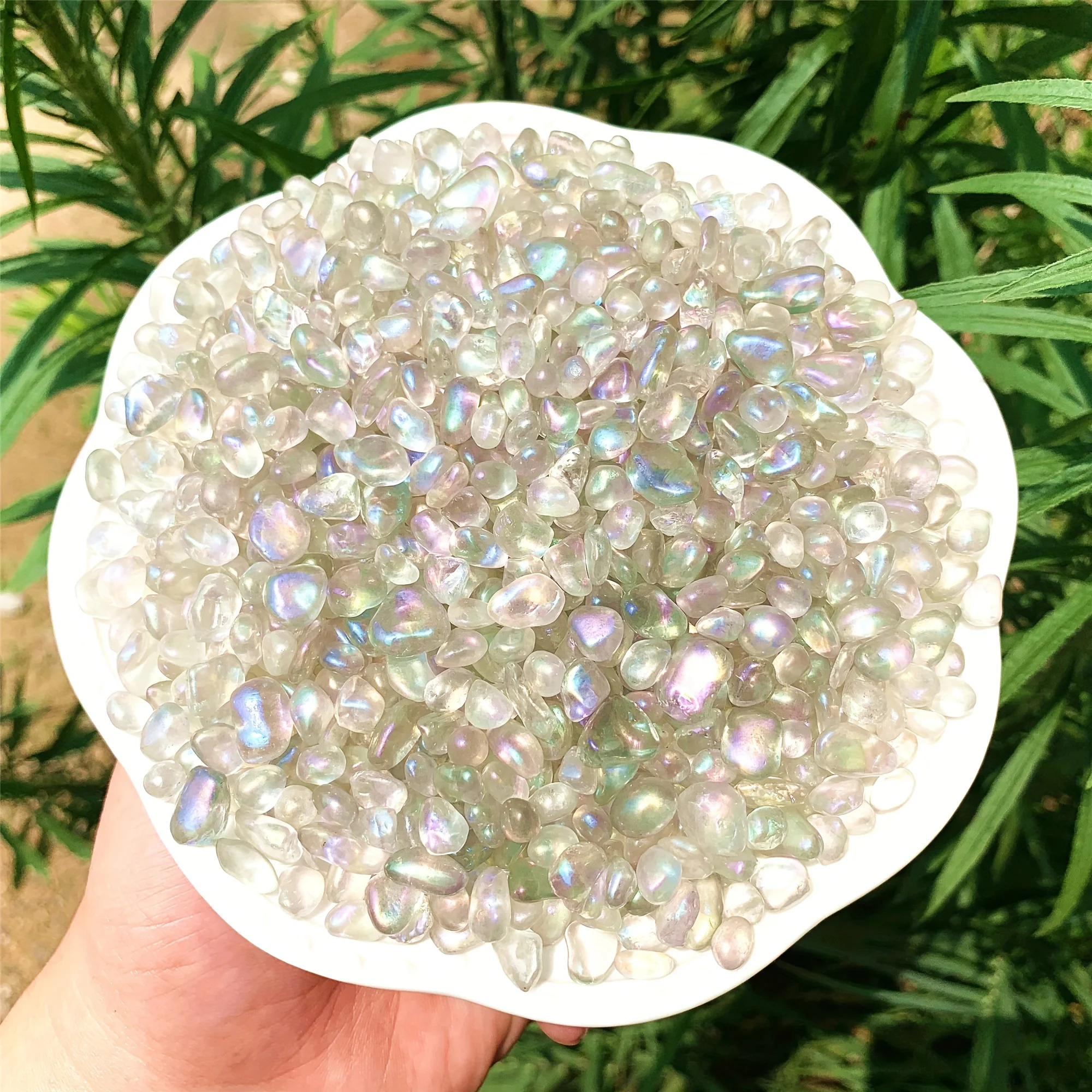 حجر كريستال ملون لصنع المجوهرات ، بلورات الهالة ، رقائق الكوارتز البيضاء الشافية ، زجاجات التمني ، ديكور حوض الأسماك ، 5-9