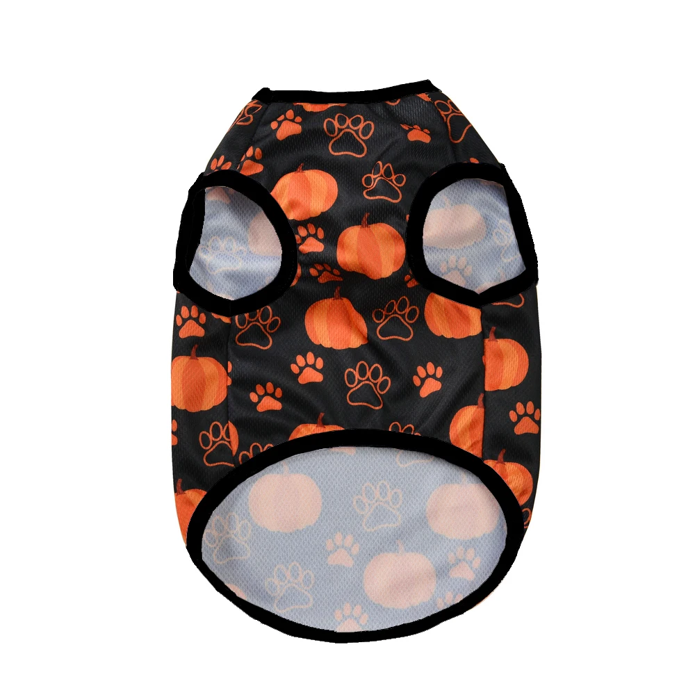 Halloween Kürbis Print Hunde kleidung für kleine mittelgroße Hunde Katzen atmungsaktive Haustier T-Shirt Chihuahua Französisch Bulldogge Welpen Kostüme – Detail 9