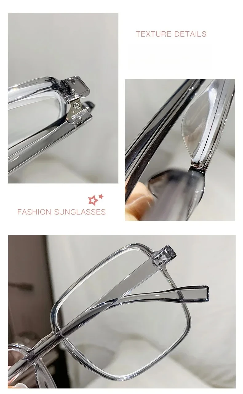Anti-Blaulicht-Myopie-Brille, Retro-Brille mit großem Rahmen, flache/Grad-Brille, Myopie-Fertigbrille, 0–1,0–1,5–2,0–2,5–3,0–3,5–4,0 – Detail 1