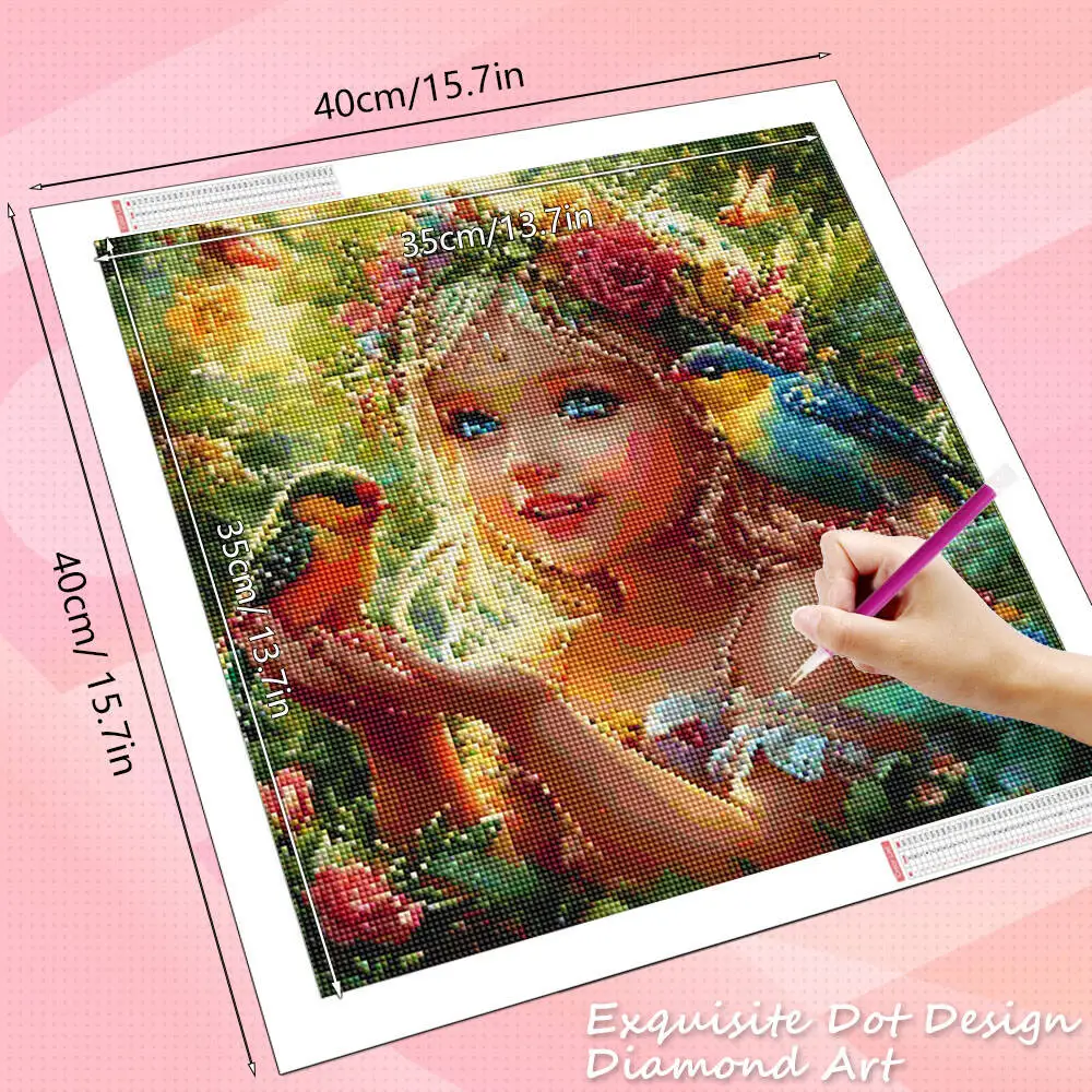 HUACAN 5D Diy Diamond Painting Girl Portrait Full Drill Decoration For Home Diamond Mosaic Bird Animal Rhinestones