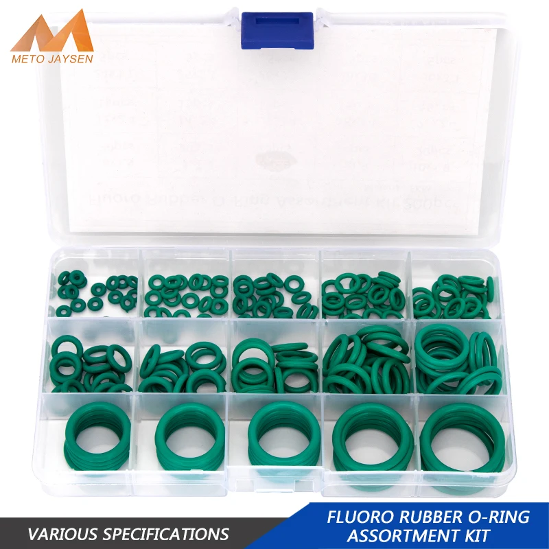 

150-200-225PCS Fluorine Rubber FKM Sealing O-rings OD 6mm-30mm CS 1.5mm 1.9mm 2.4mm 3.1mm Green Gasket Replacements Kits