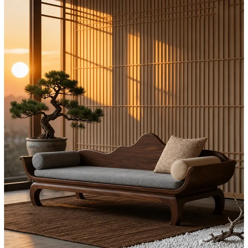 New Chinese Song Style Aesthetic Concubine Chair Arhat Bed Solid Wood Furniture Light Luxury Living Room B B Hotel Villa
