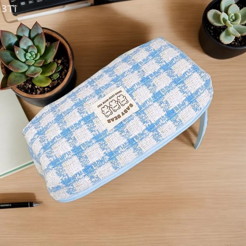 INS Design Plüsch Größe Tartan Tuch Stift Fall Grundlegende Tuch Pinsel Kosmetik Beutel College Student Schreibwaren Make-Up Lagerung Fall