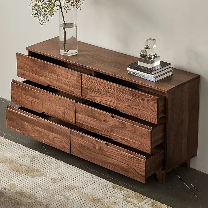 خزانة ذات ستة صدر من خشب الجوز الأسود في أمريكا الشمالية، وخزانة غرفة المعيشة، وخزانة بأدراج، وخزانة دلو من الخشب الصلب، وتخزين غرفة النوم