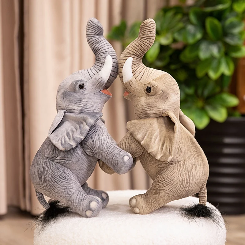 33/43CM Simulation Elephant Plush Doll Lifelike Stand Elephant Toy Cute Home Decoration Gifts